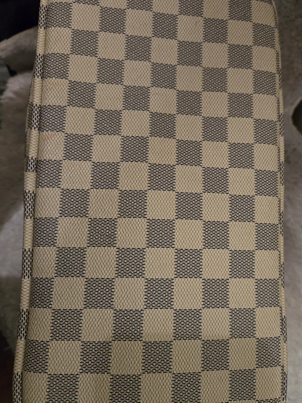 Designer Inpired Checked Tote Bag in Light Gray and Cream